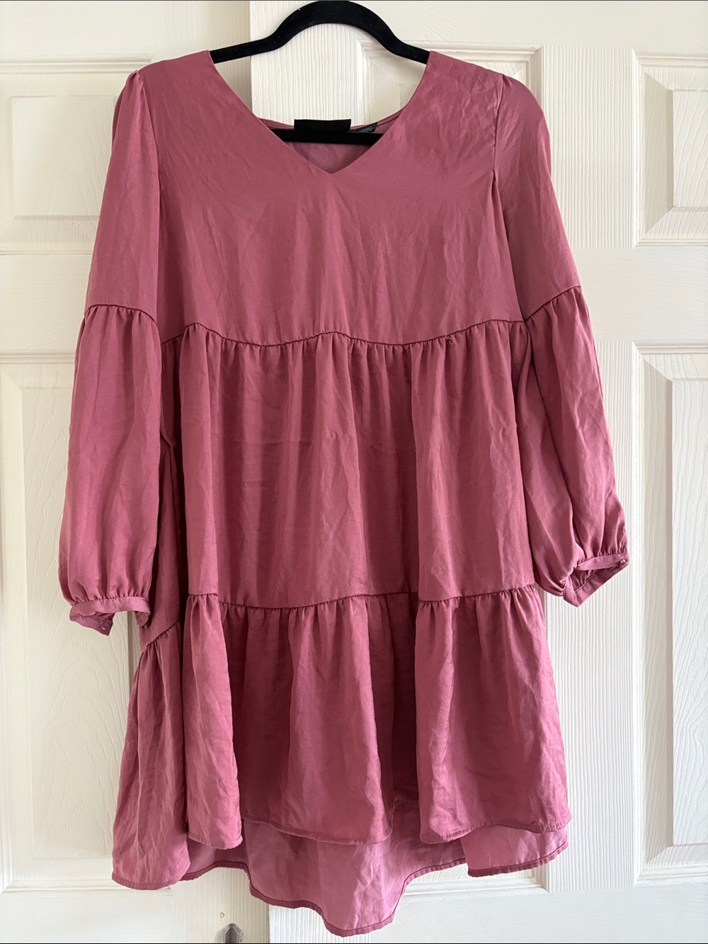 Cynthia Rowley Dusty Rose Tiered V-Neck Dress
